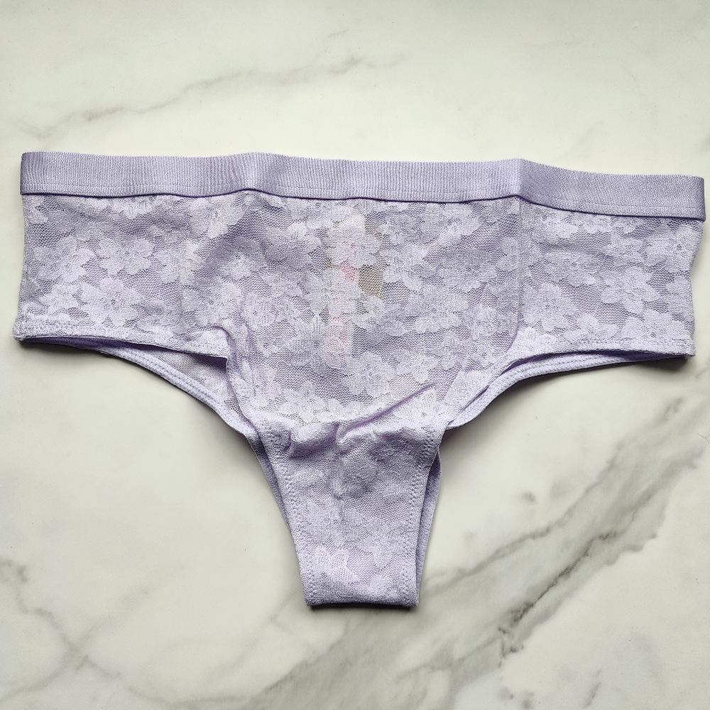 NWT PINK VICTORIA'S SECRET WEAR EVERYWHERE LACE CHEEKSTER PANTY IN PASTEL LILAC